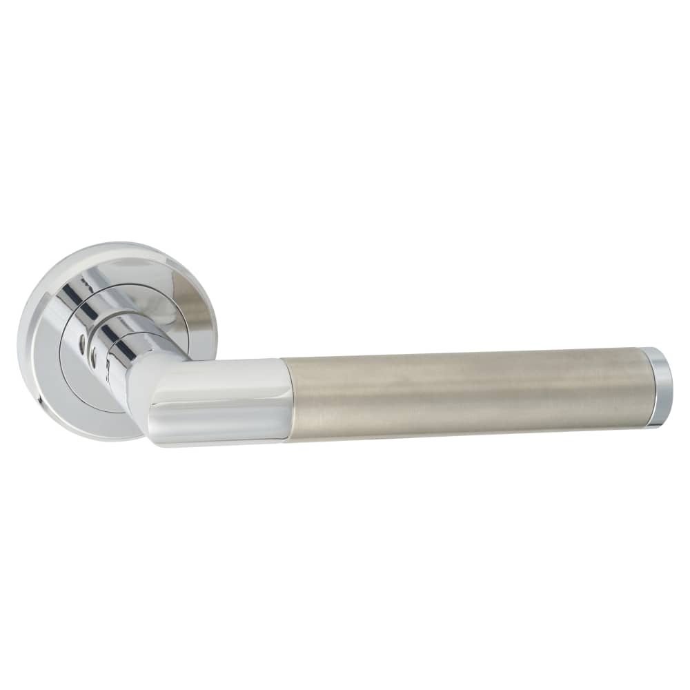 Serozzetta by Carlisle Brass Trend Door Handle on Rose - Satin Nickel/Polished Chrome
