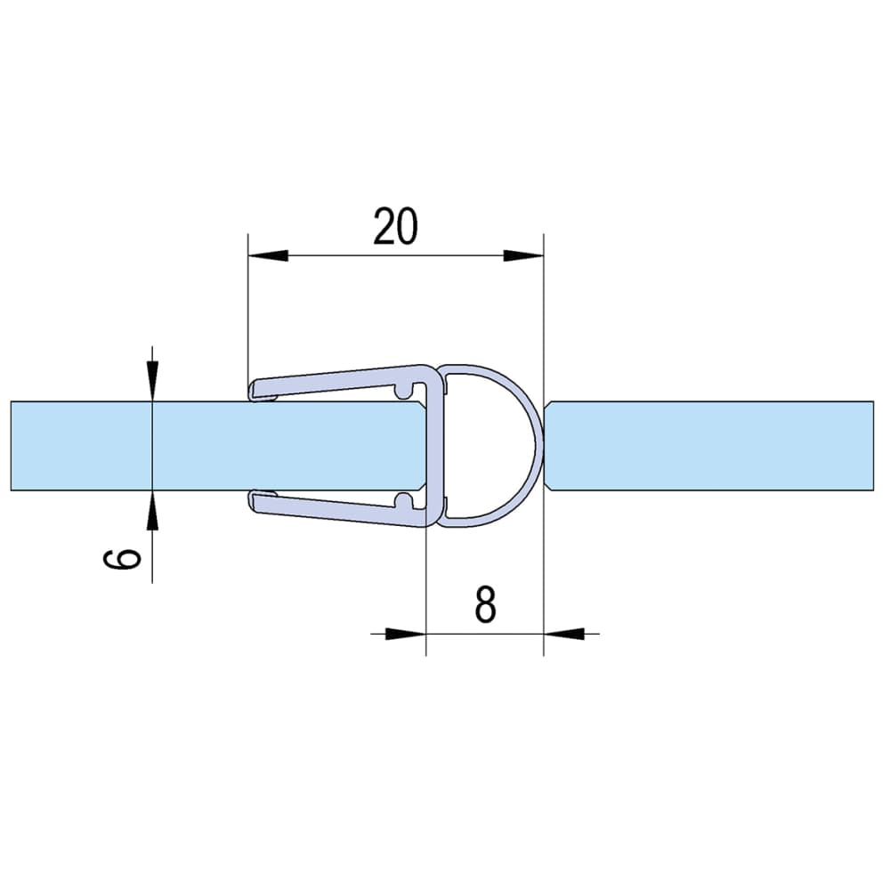Bohle Clear PVC Shower Seal - Bubble Seal - Suits 6-8mm Glass