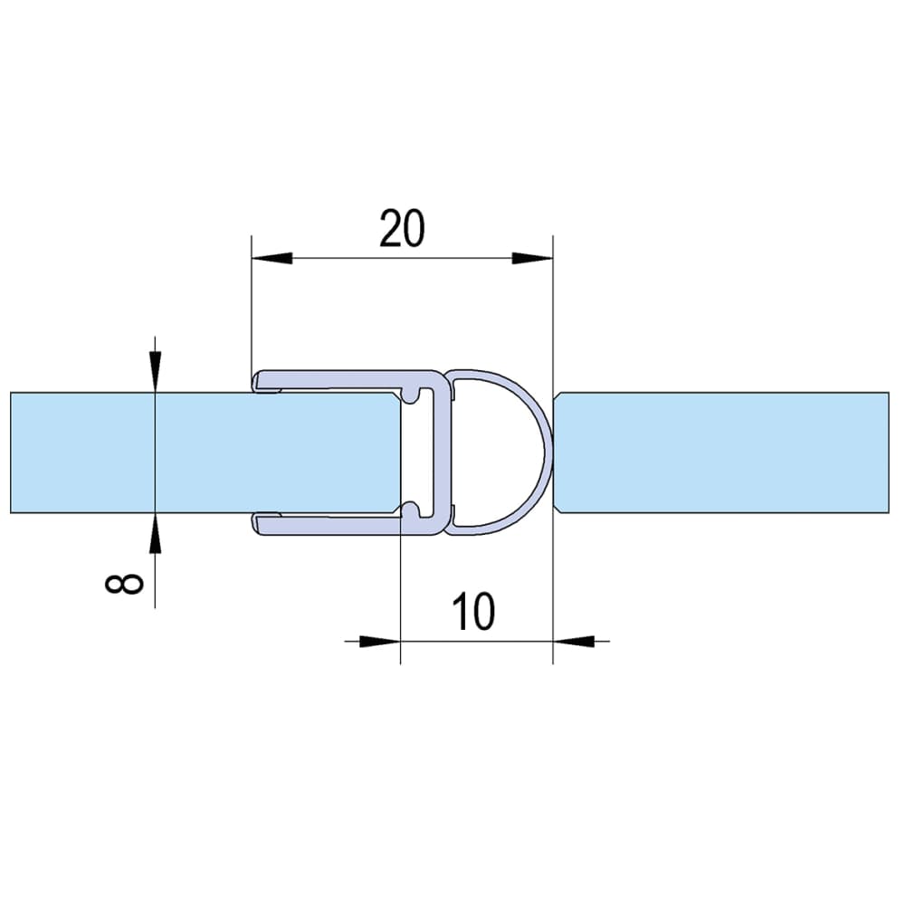 Bohle Clear PVC Shower Seal - Bubble Seal - Suits 6-8mm Glass