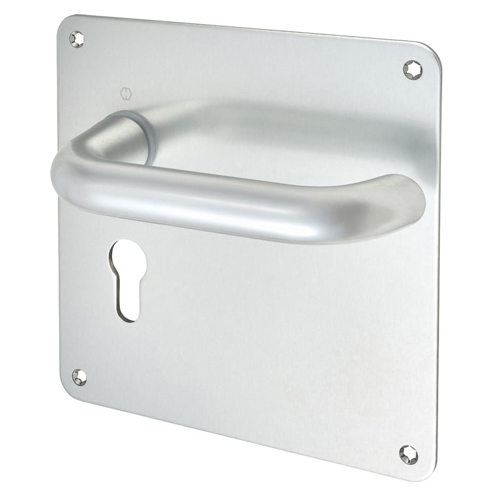 Altro 20mm Return to Door Lock Door Handle - Euro - 160 x 160mm - Satin Aluminium