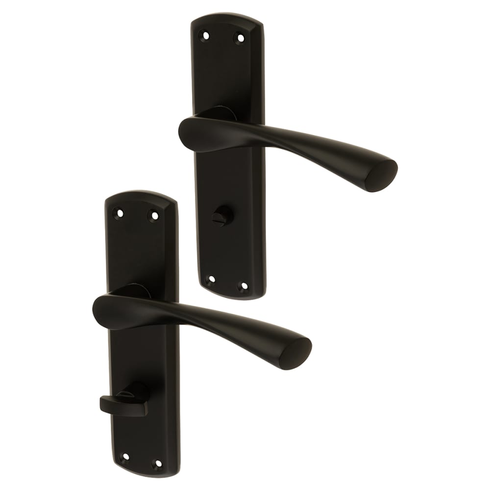 Touchpoint Monza Bathroom Door Handle - 175 x 45mm - Matt Black 