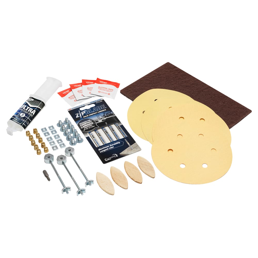 Zipbolt Solid Compact Laminate Worktop Ultimate Fixing Kit - Suits 12 - 15mm Thick Worktops