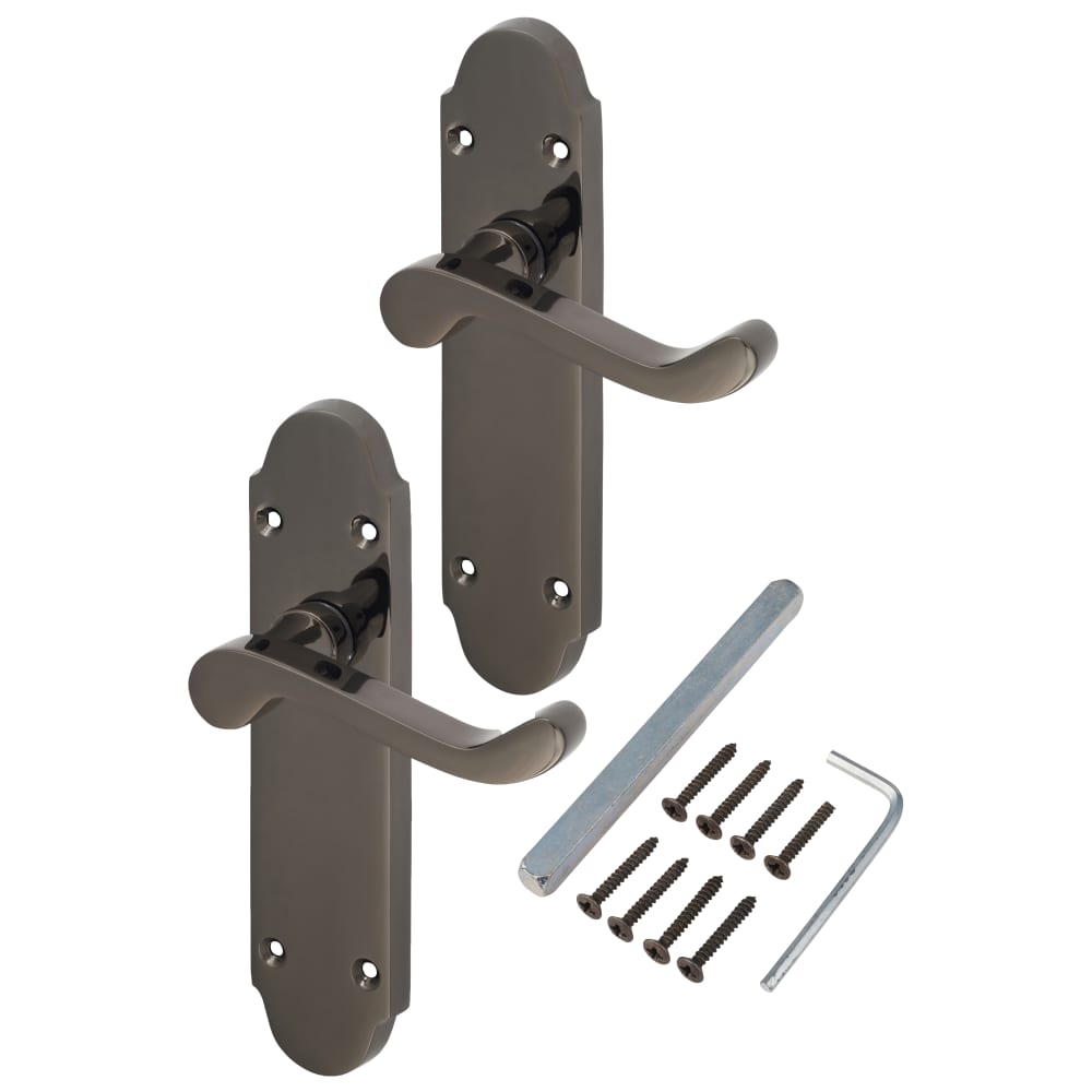 Touchpoint Victorian Summer Latch Door Handle - 168 x 40mm - Black Nickel