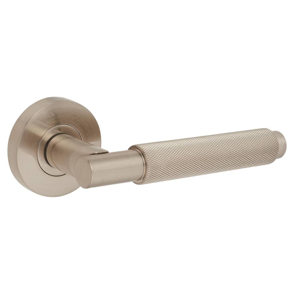Jigtech Textura Door Handle on Rose - Satin Nickel