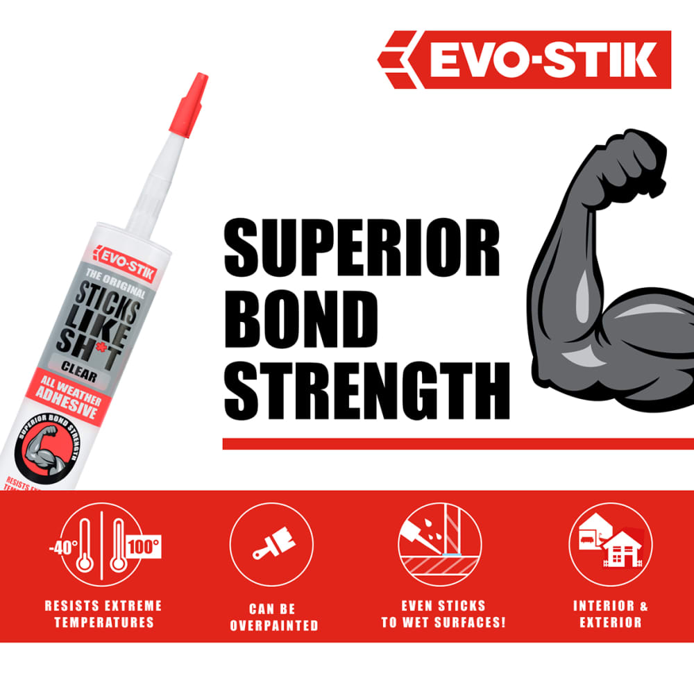 Evo-Stik Sticks Like Sh*t Grab Adhesive - Solvent Free - 290ml - Clear