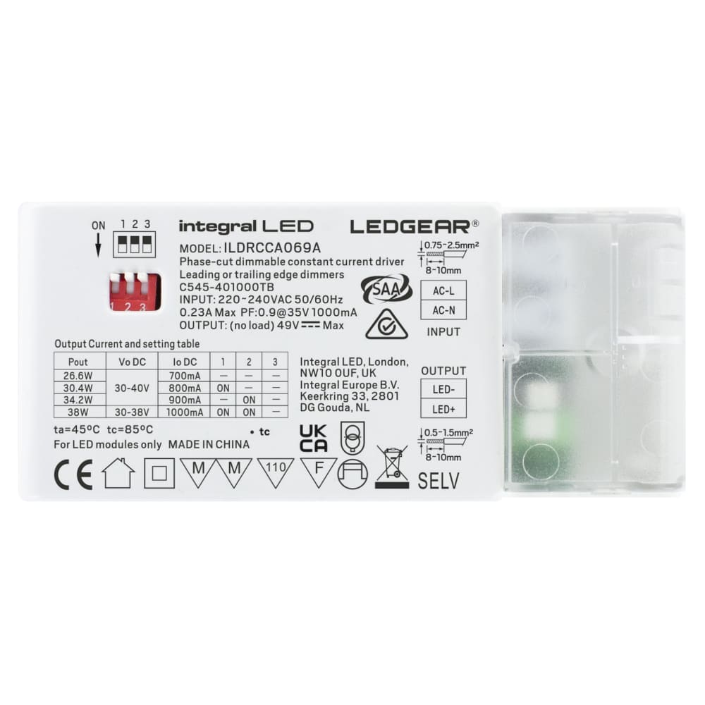 Integral 26.6-38W Adjustable Constant Current Driver - 30-40V