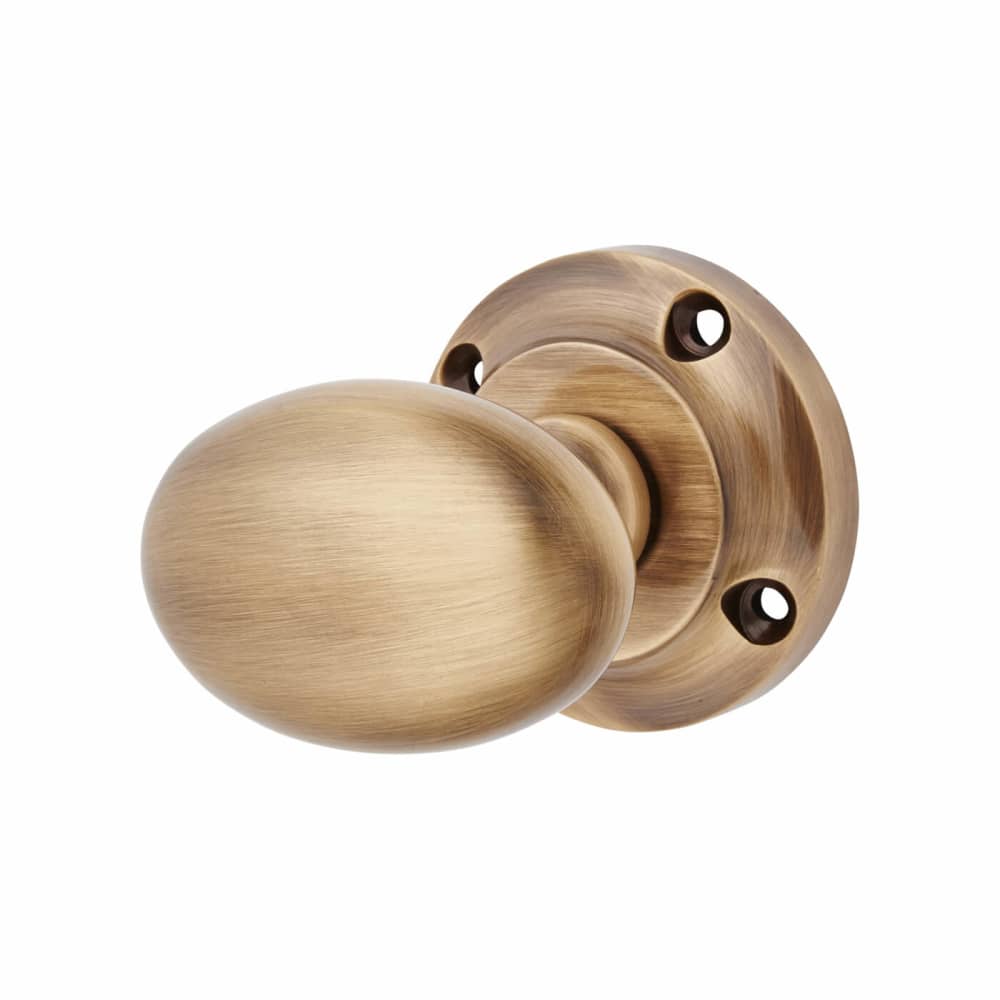 Altro Oval Mortice Knobset - 57mm - Antique Brass