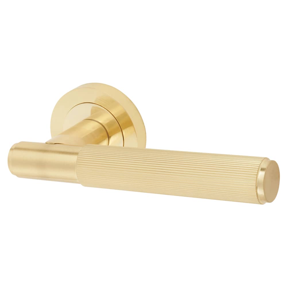 Altro Nova Lines Door Handle on Rose - Satin Brass