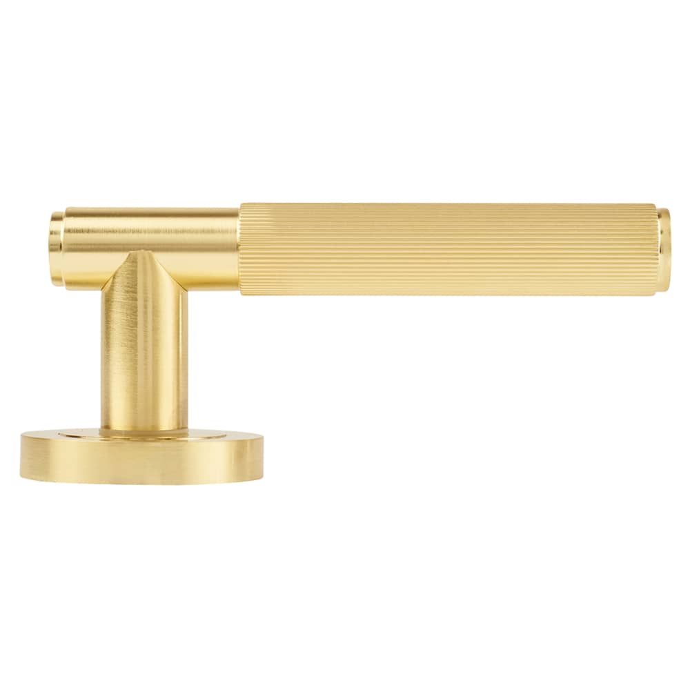 Altro Nova Lines Door Handle on Rose - Satin Brass