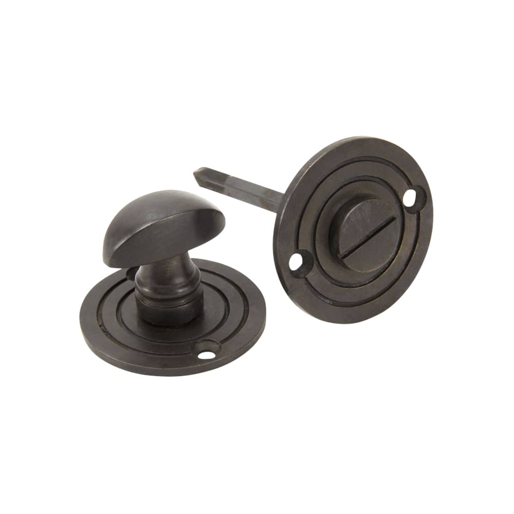 From The Anvil Reeded Bathroom Turn & Release - 50mm Diameter - Aged Bronze