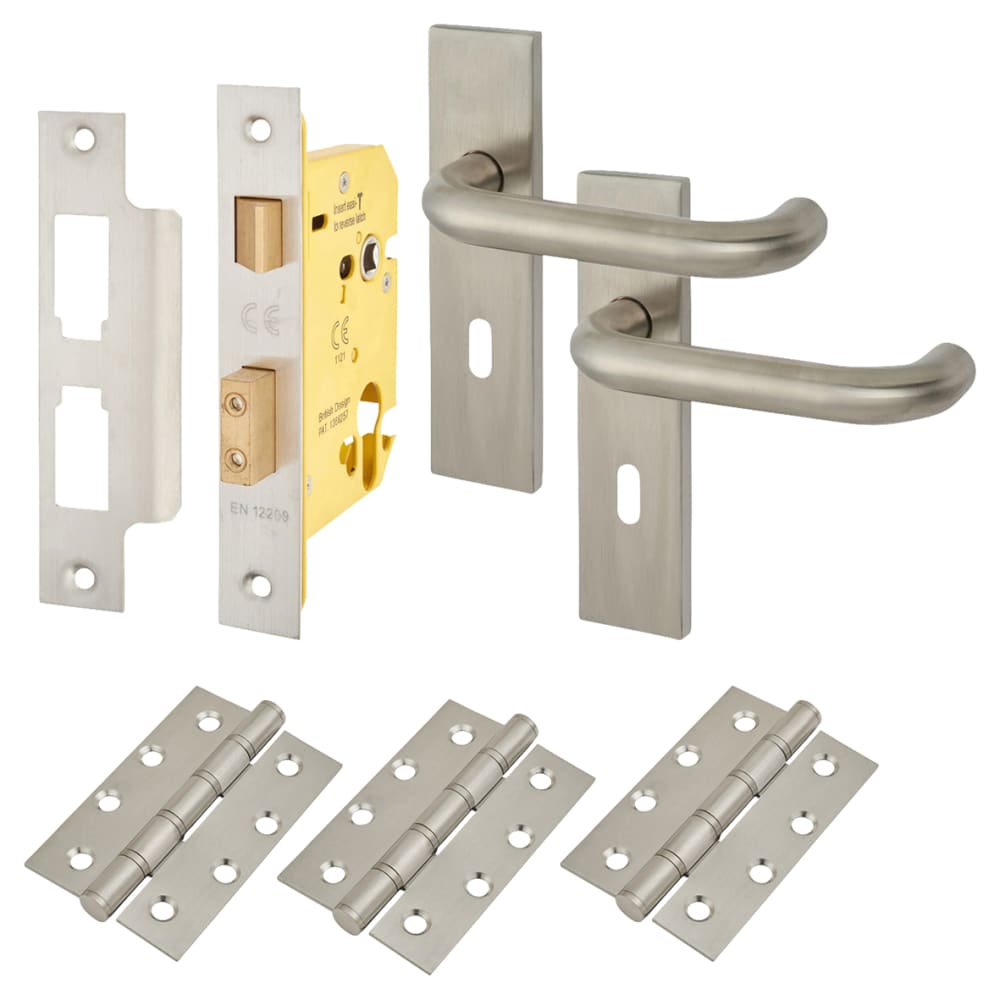 Touchpoint 19mm Return to Door 5 Lever Sashlock Door Handle Kit - Satin Stainless Steel