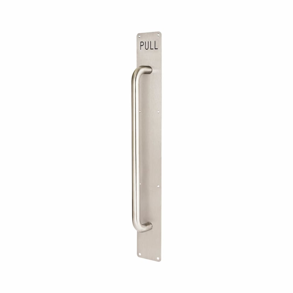 Altro D-Bar Door Pull Handle on Plate - PULL - Screw Fix - 625 x 80mm - Satin Stainless Steel