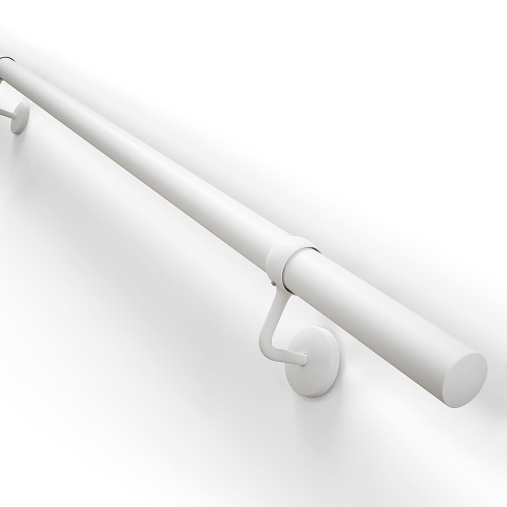 Rothley 40mm Handrail Banister Staircase Rail Support Kit - 3600mm Length - Matt White
