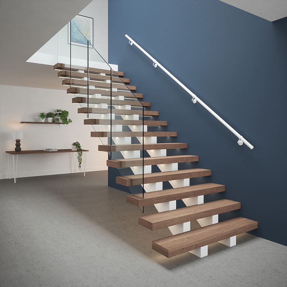 Rothley 40mm Handrail Banister Staircase Rail Support Kit - 3600mm Length - Matt White