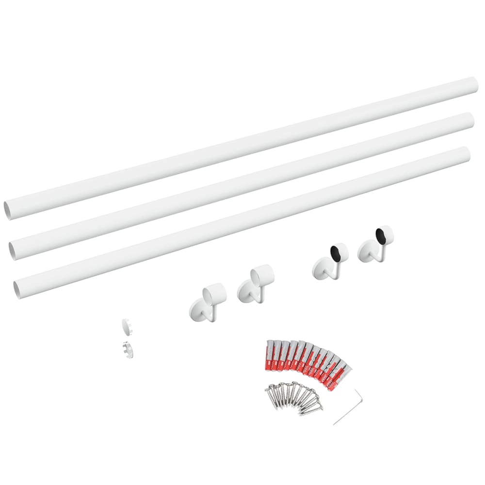 Rothley 40mm Handrail Banister Staircase Rail Support Kit - 3600mm Length - Matt White