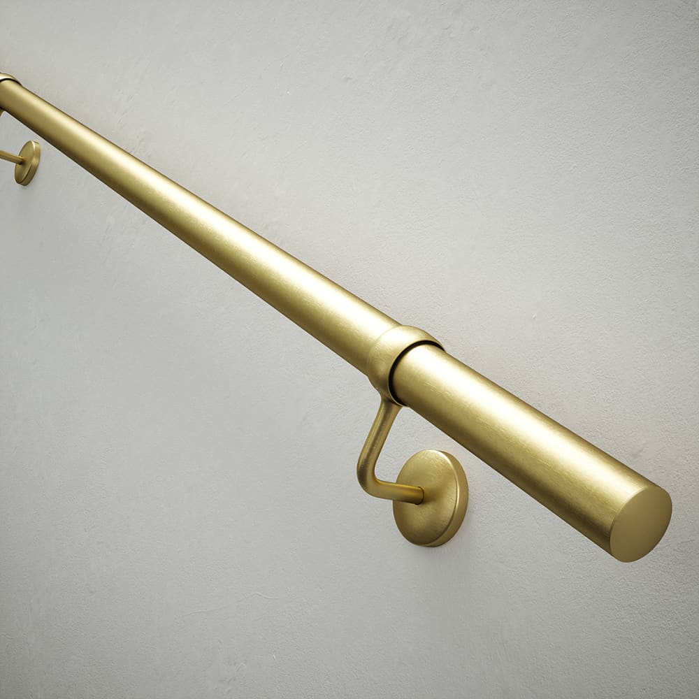 Rothley 40mm Handrail Banister Staircase Rail Support Kit - 3600mm Length - Satin Brass