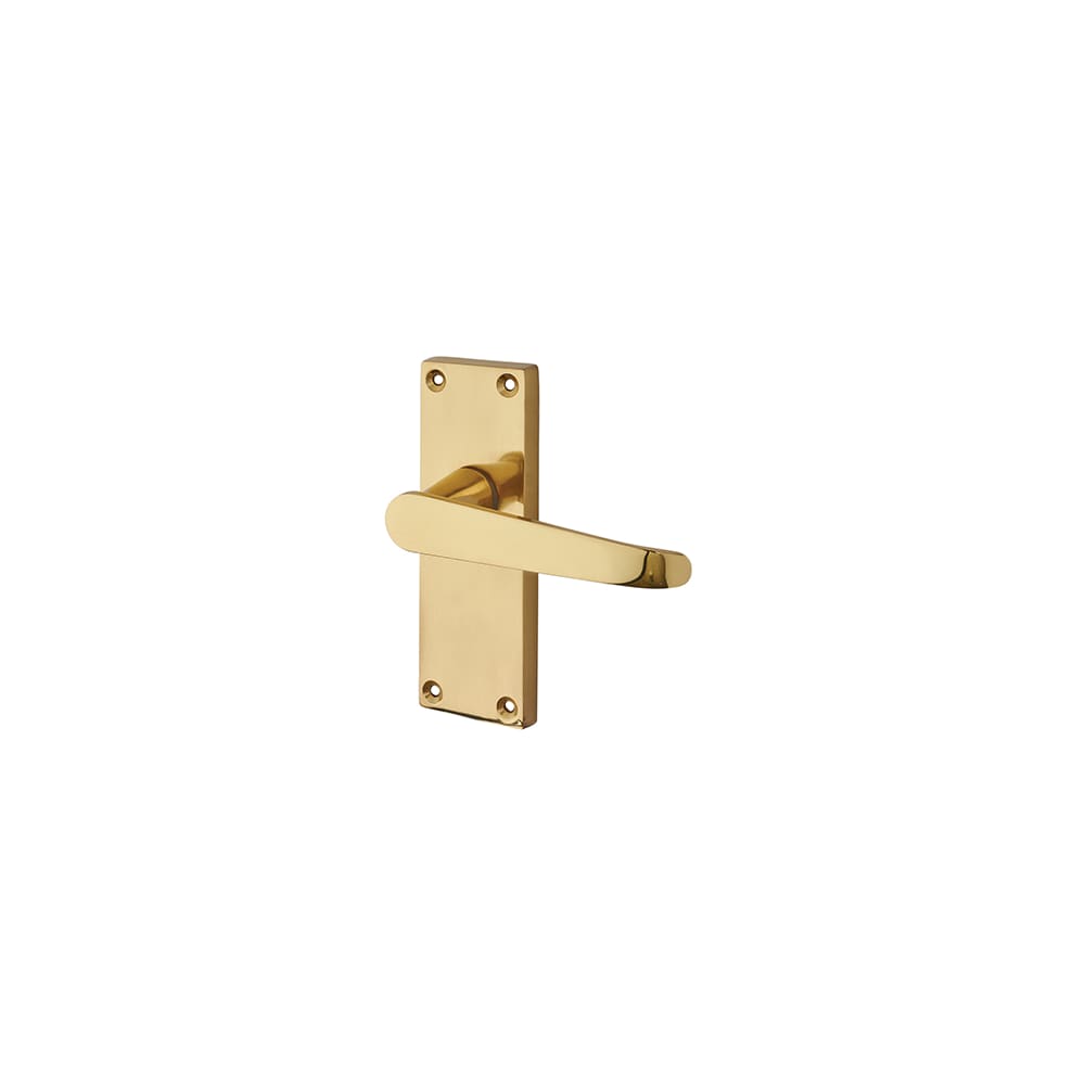 Touchpoint Mia Budget Straight Latch Door Handle - Short Plate - 114 x 42mm - Polished Brass