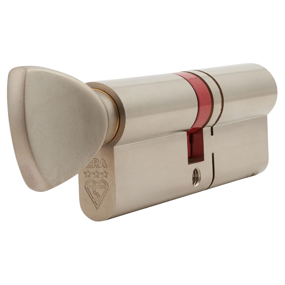 ERA 3 Star 6 Pin 95mm Euro Thumbturn Cylinder - 45mm Turn + 50mm - Satin Nickel/ Satin Brass