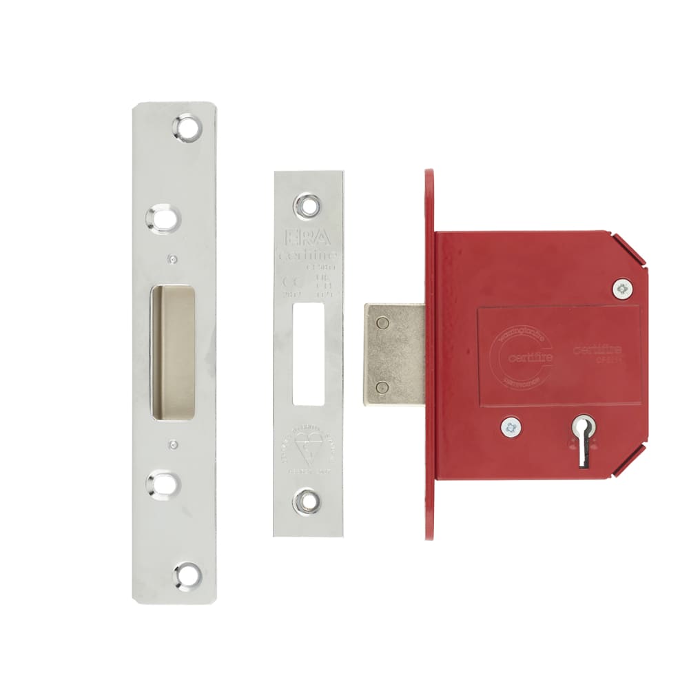 ERA Fortress BS3621:2017 5 Lever Deadlock - 79mm Case - 56mm Backset - Polished Chrome