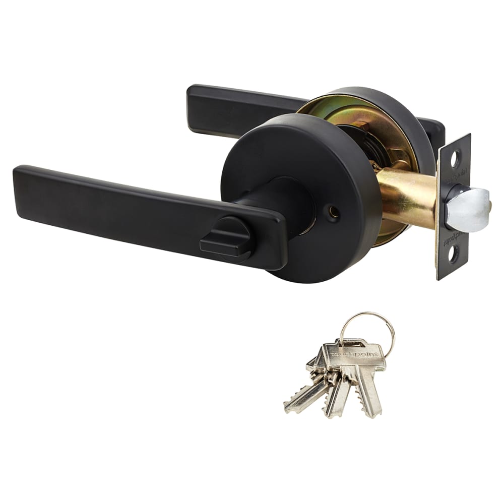 Altro Straight Hotel Door Handle on Rose Set - Entrance - Matt Black 