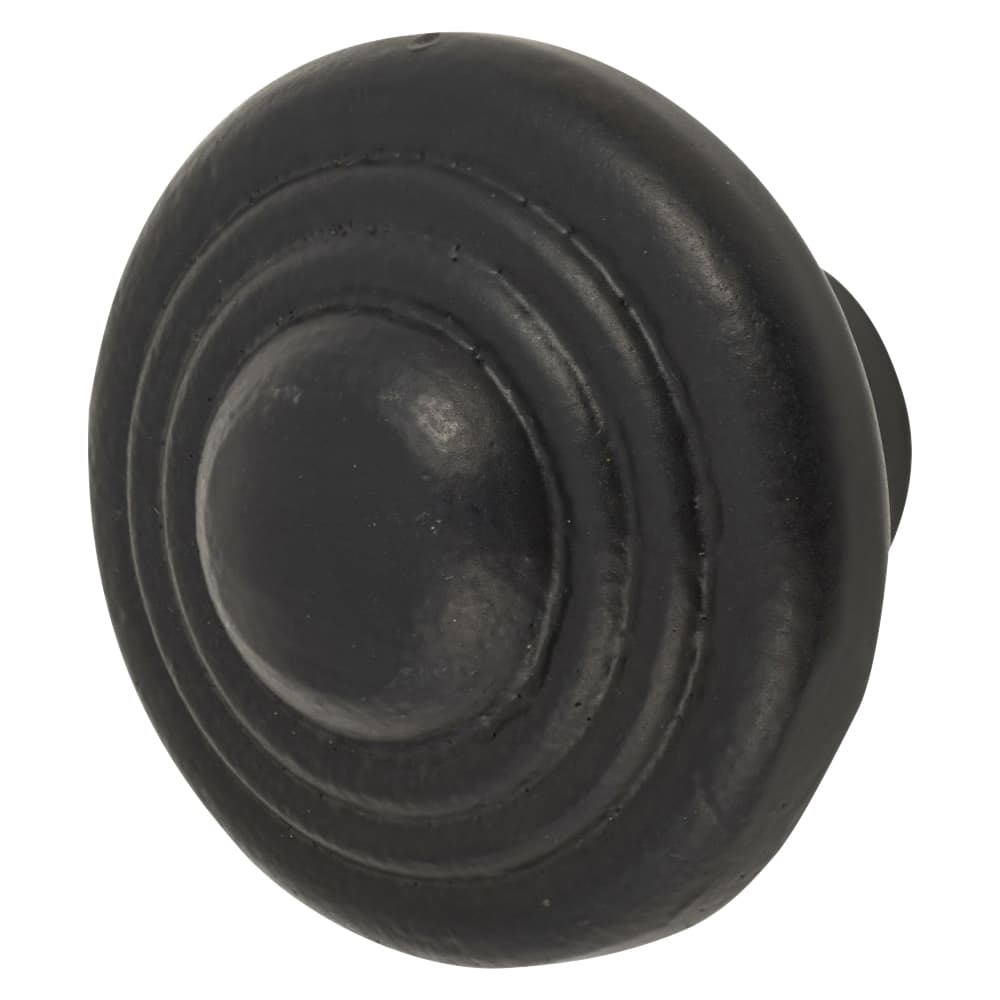 Olde Forge Ring Round Cabinet Knob - 38mm Diameter - Black Iron