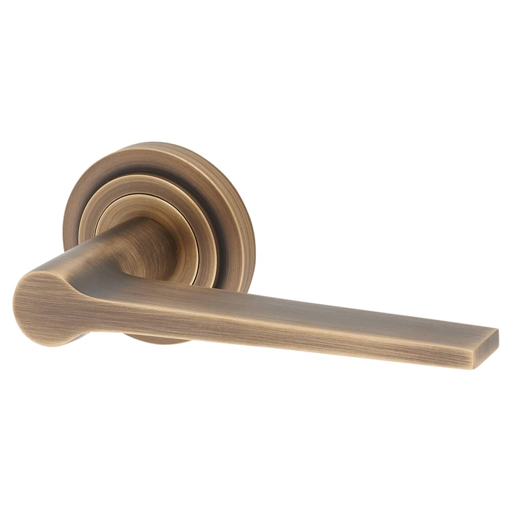 Burlington BUR20 by Frelan Knightsbridge Door Handle on Stepped Rose - Antique Brass