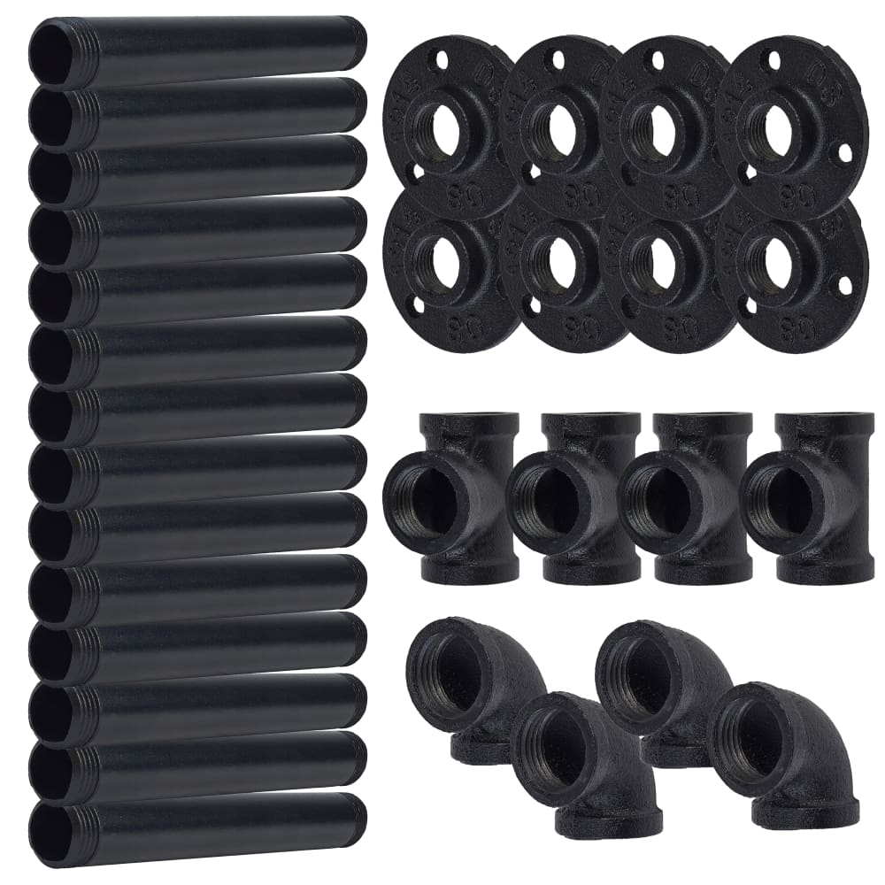 Altro 1/2" 3 Tier Pipe Shelf Kit - Black