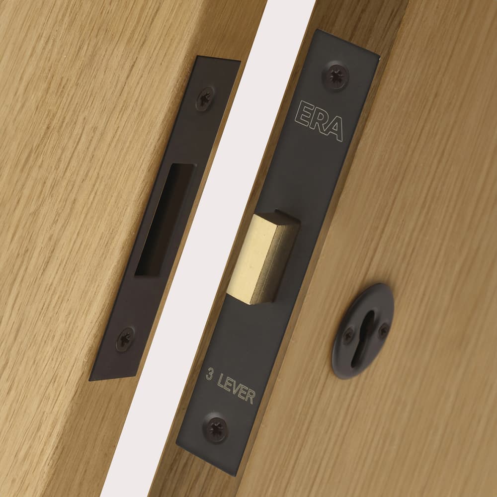 ERA 3 Lever Deadlock - 64mm Case - 44mm Backset - Matt Black
