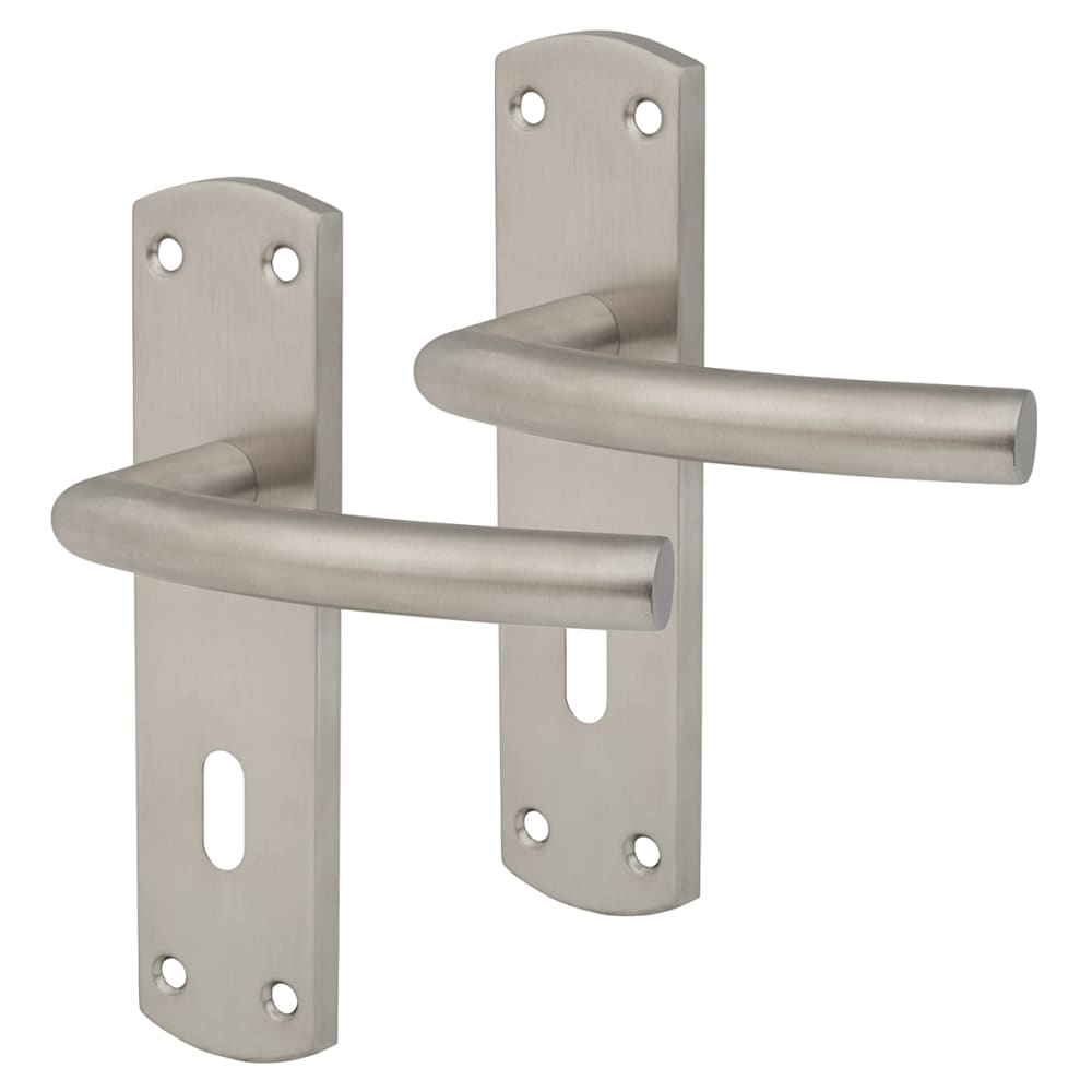 Altro Arched Lock Door Handle - Keyhole - 172 x 44mm - Satin Stainless Steel