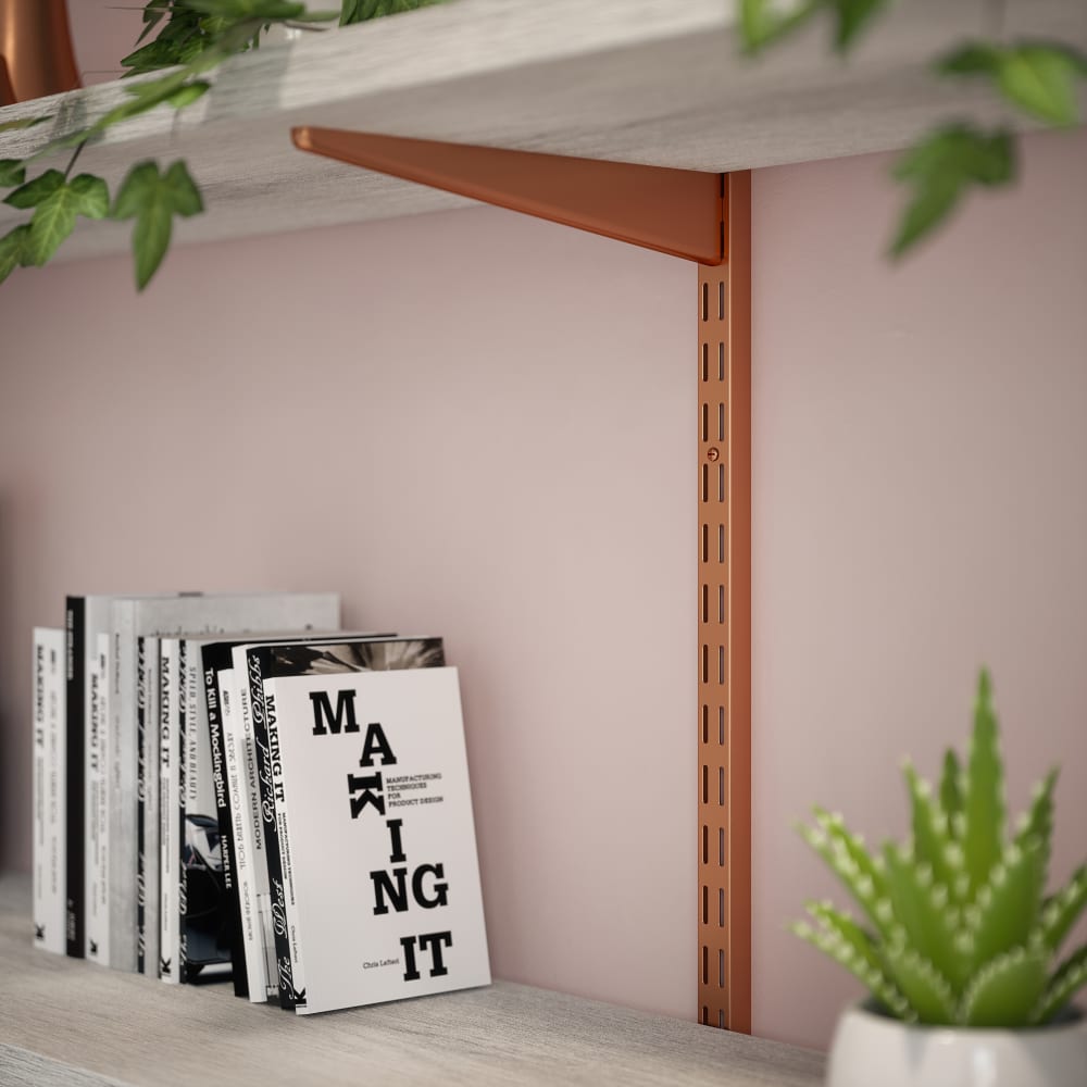 Rothley Twin Slot Shelf Wall Upright - 1980mm Length - Polished Copper