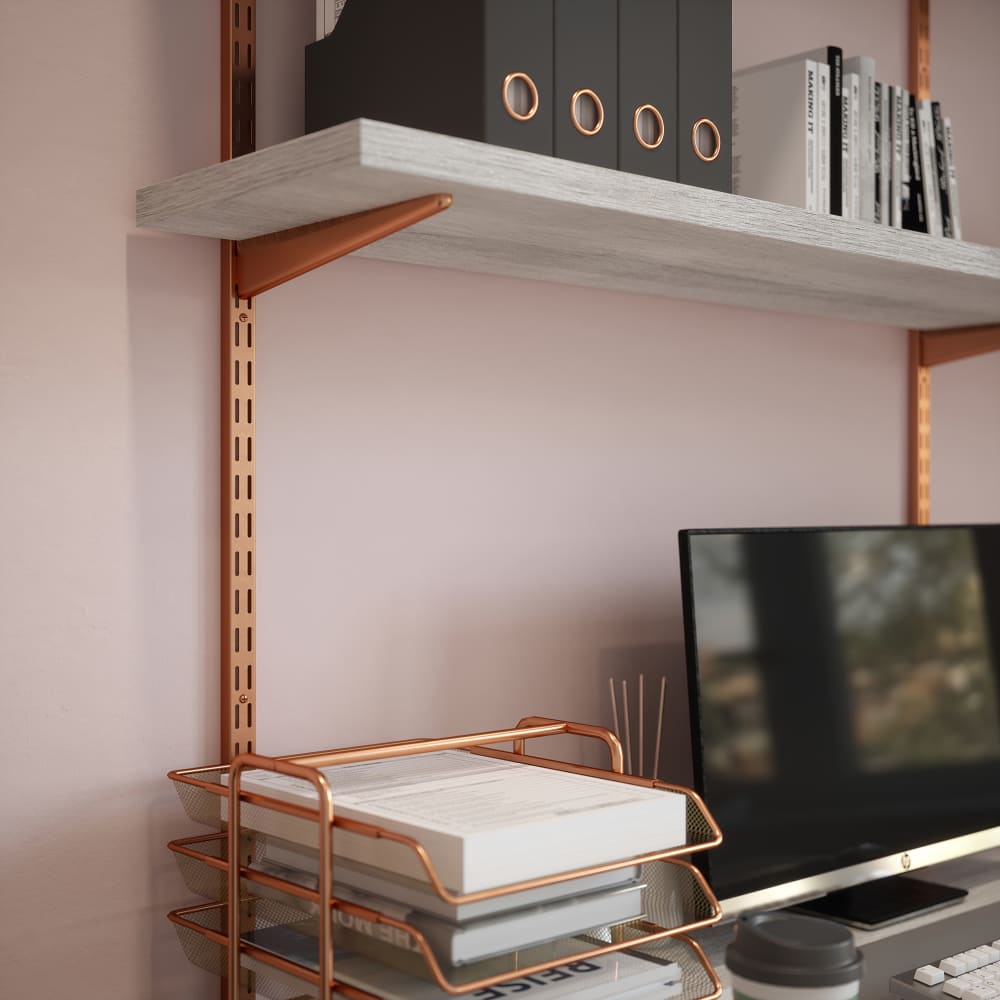 Rothley Twin Slot Shelf Wall Upright - 1980mm Length - Polished Copper