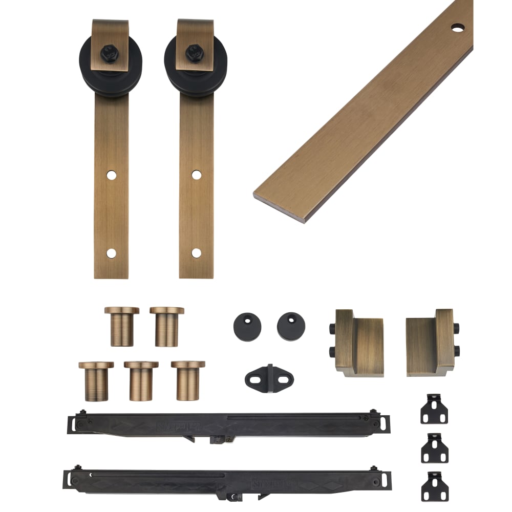 Klug Barn Strap Soft Open/Close Sliding Door Gear - 2000mm Track - 60-80kg Max Door - Antique Brass