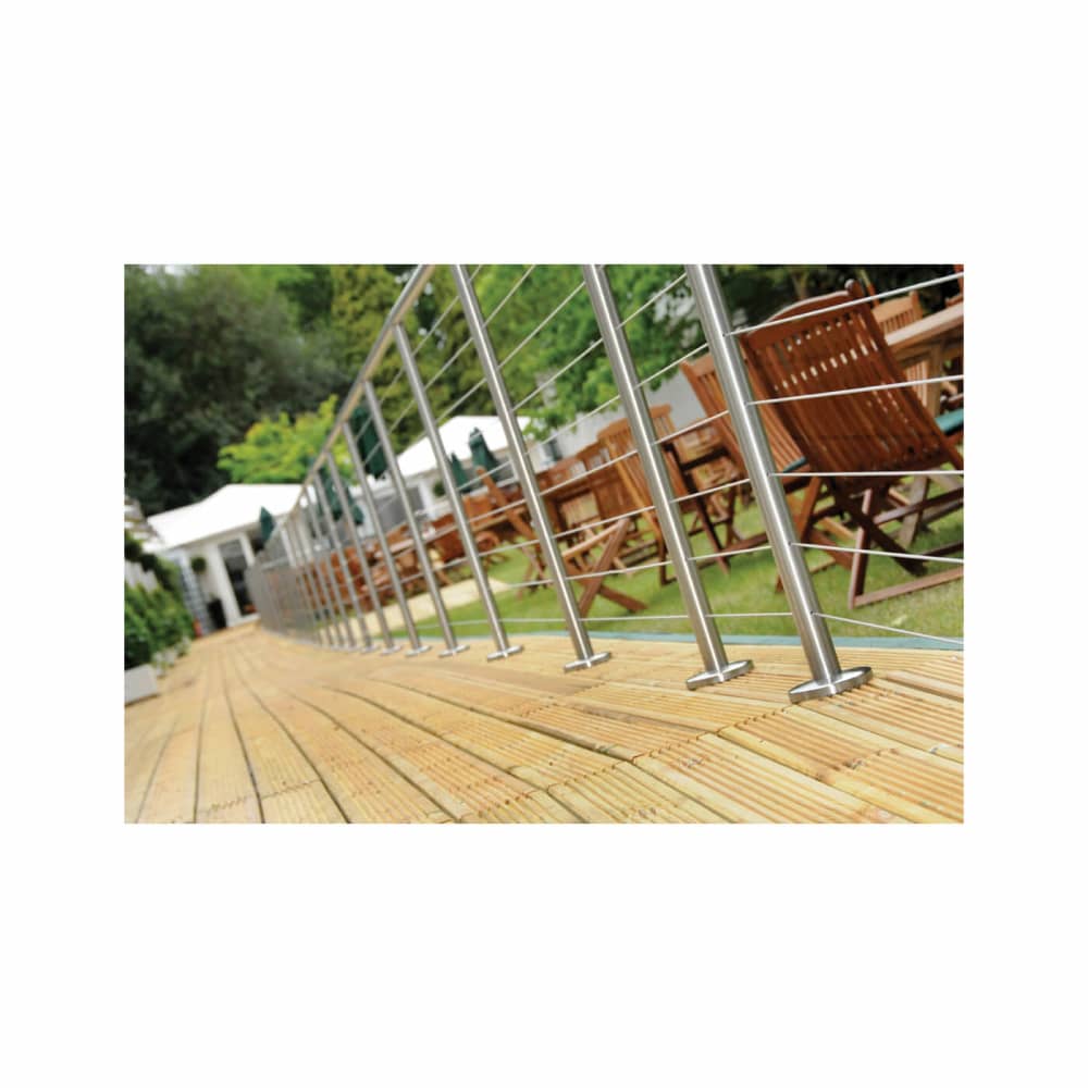SWR Balustrade Base Plate & Floor Post - 1100mm Length - 304 Brushed Satin Stainless Steel