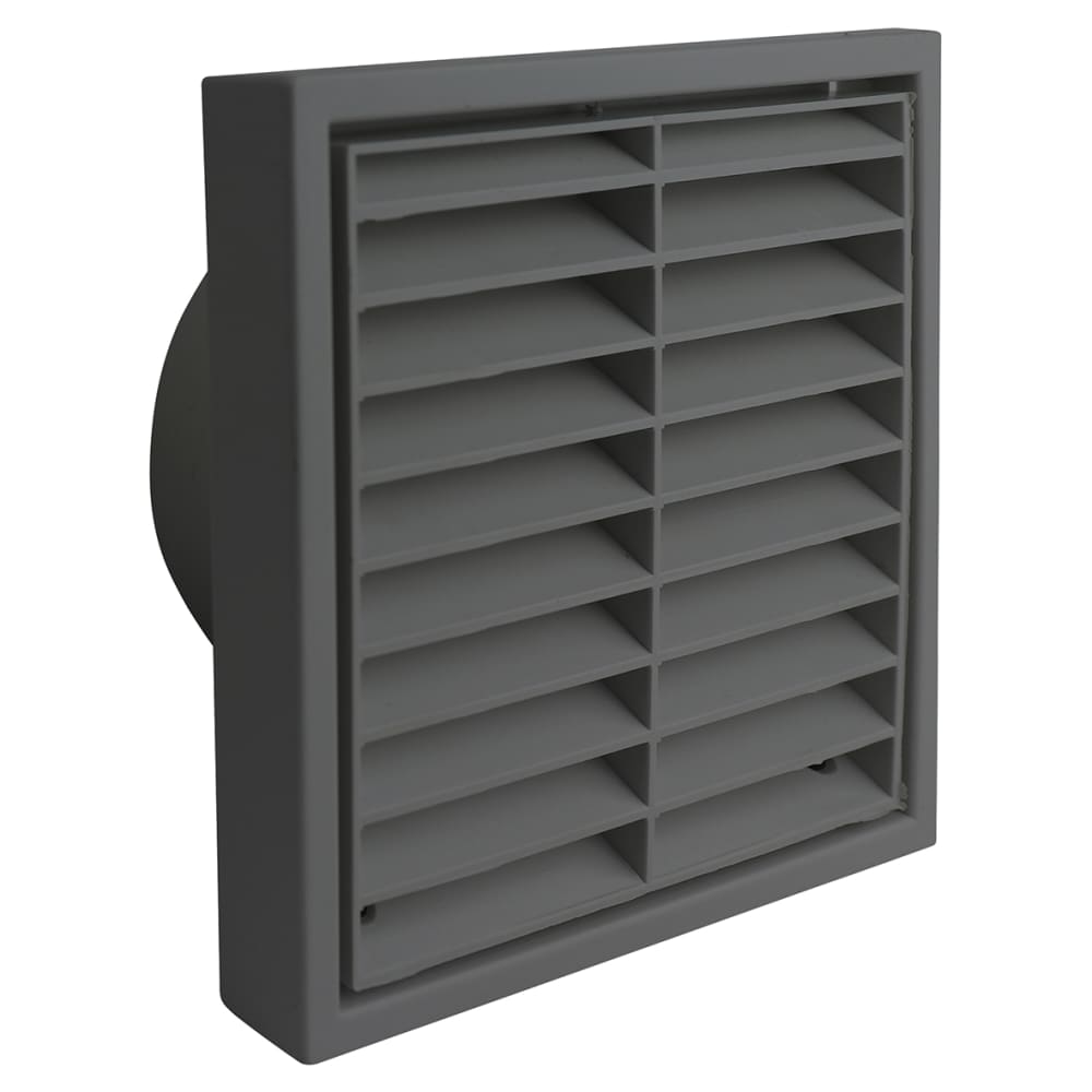 Manrose Plastic Fixed Blade Wall Grille with Anti-Insect Net Inlet - 4"/100mm - Grey