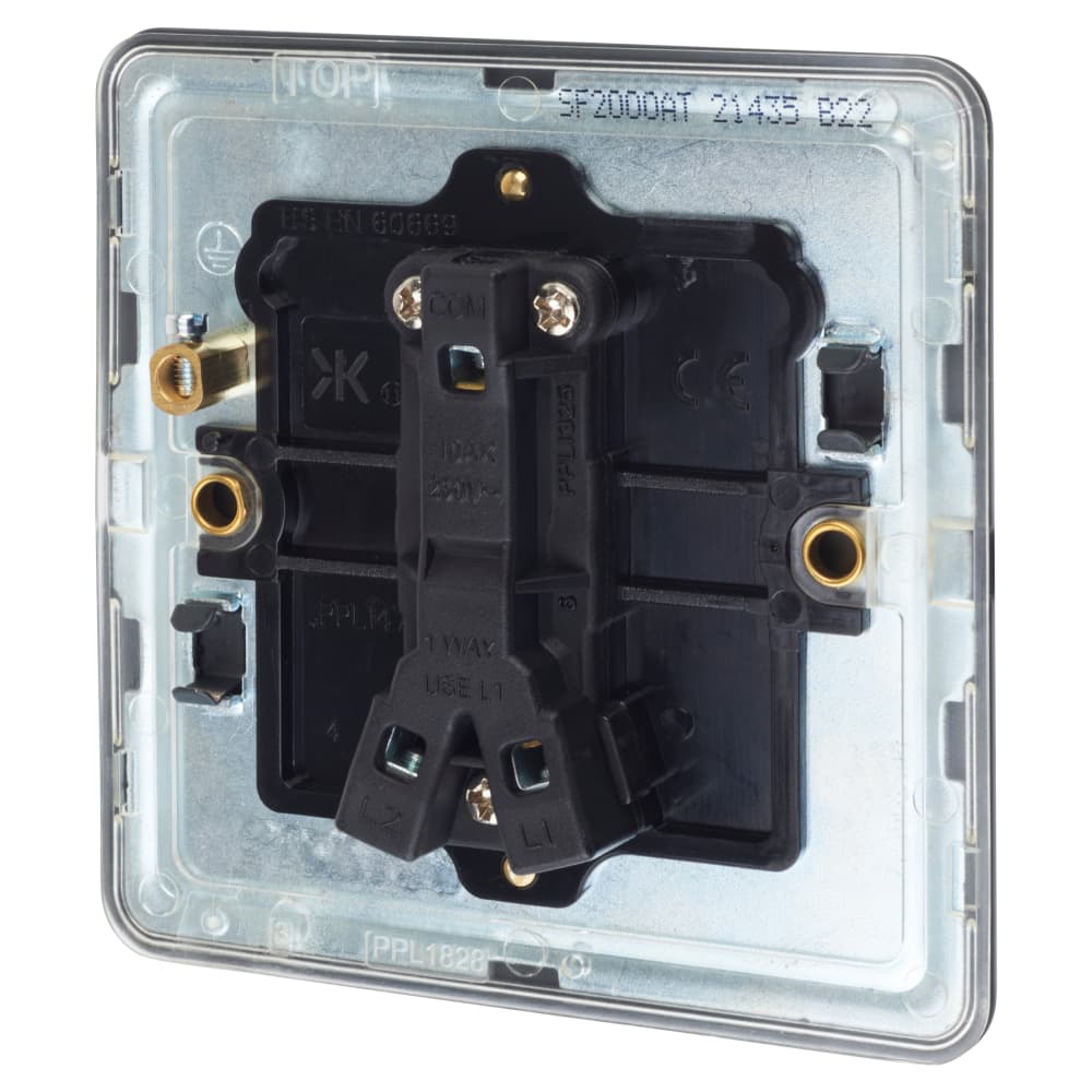 Knightsbridge 10AX 1 Gang Screwless Flat Plate Light Switch - Anthracite Grey 