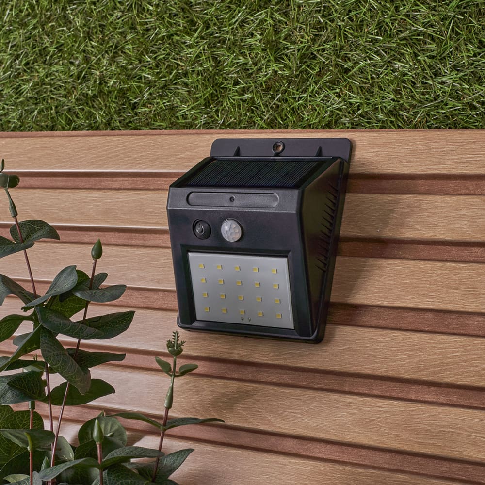 Forum Zink Marley 4W LED Solar Powered Security Wall Light with PIR ...