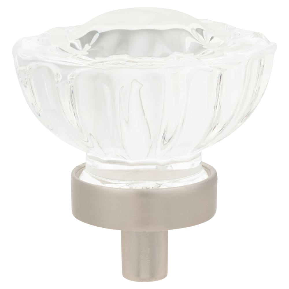 Altro Faceted Glass Cabinet Knob - 35mm Diameter - Satin Nickel