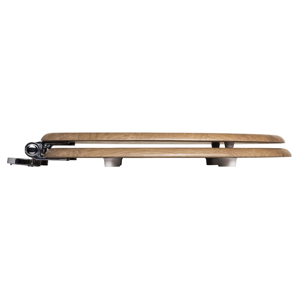 Croydex Ontario Flexi-Fix Soft Close Wooden Toilet Seat with Chrome Hinges - Teak