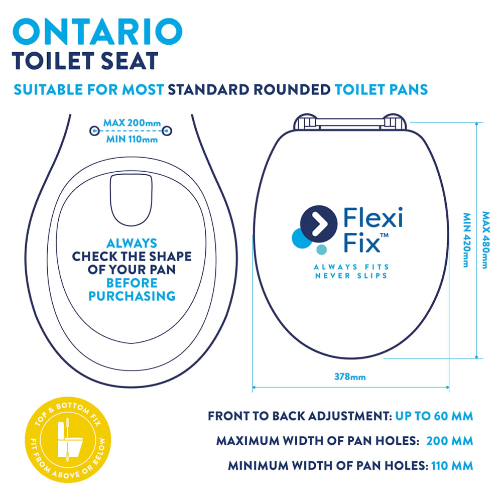 Croydex Ontario Flexi-Fix Soft Close Wooden Toilet Seat with Chrome Hinges - Teak