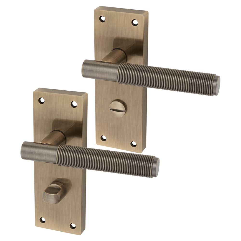 Altro Lily Reeded Bathroom Door Handle - 155 x 55mm - Antique Brass