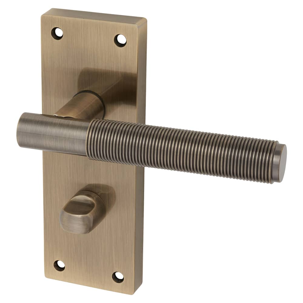 Altro Lily Reeded Bathroom Door Handle - 155 x 55mm - Antique Brass