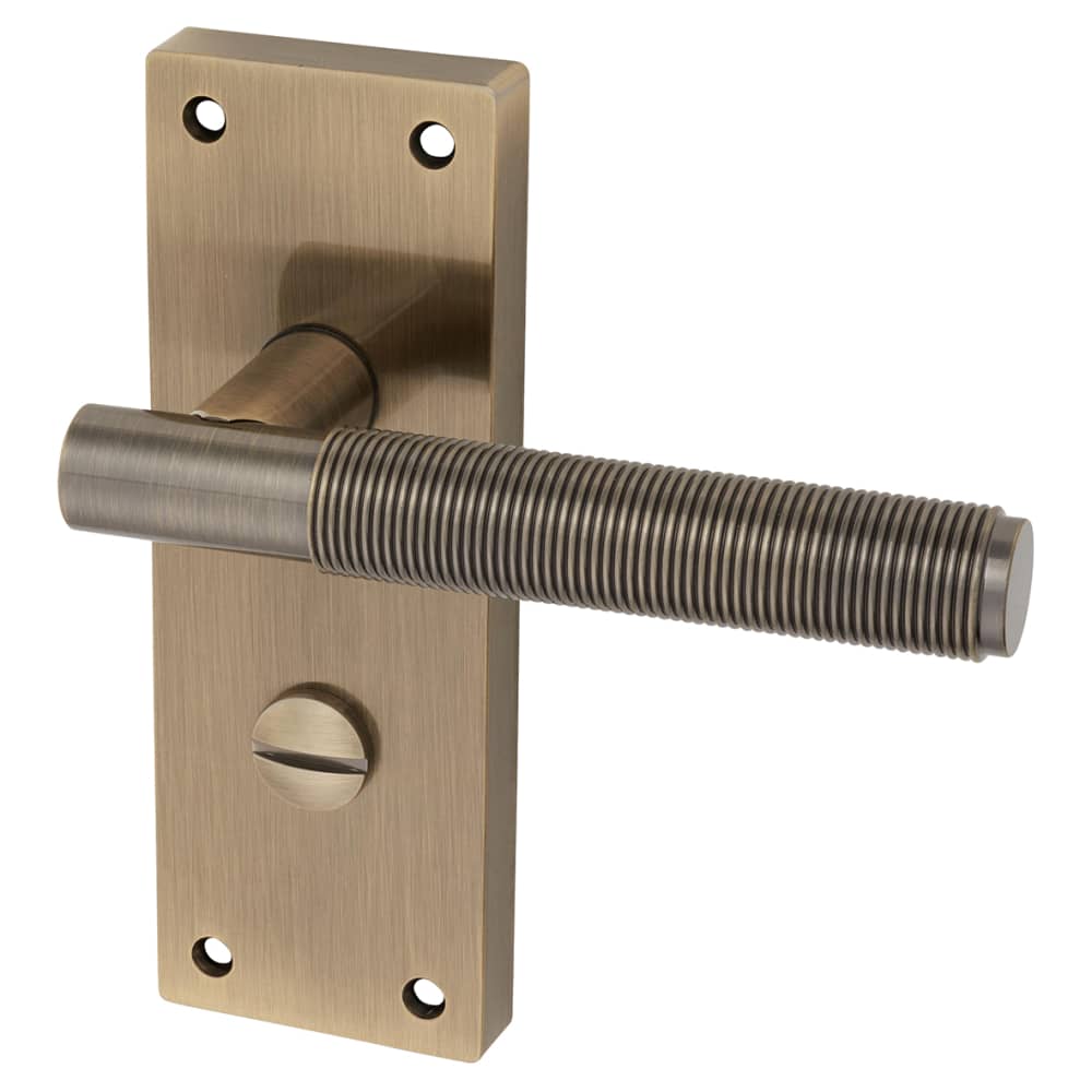 Altro Lily Reeded Bathroom Door Handle - 155 x 55mm - Antique Brass