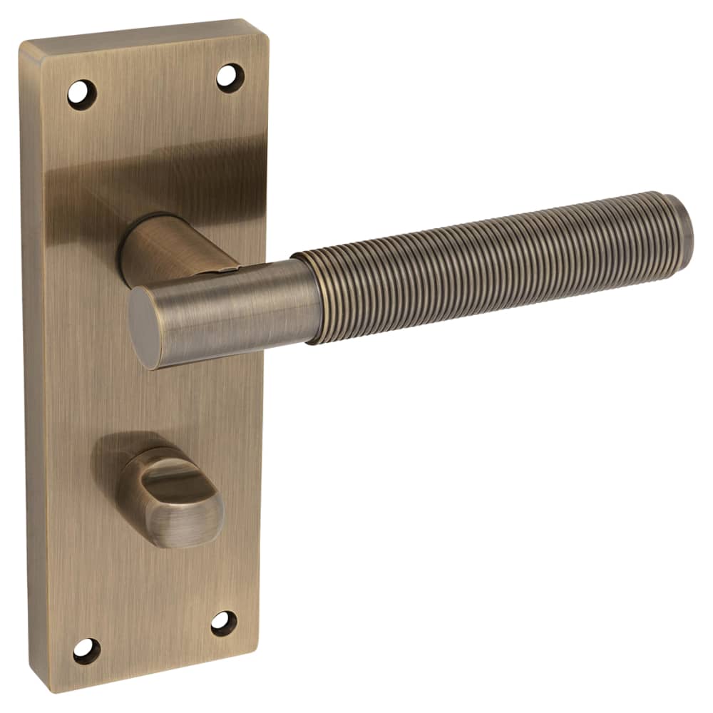 Altro Lily Reeded Bathroom Door Handle - 155 x 55mm - Antique Brass