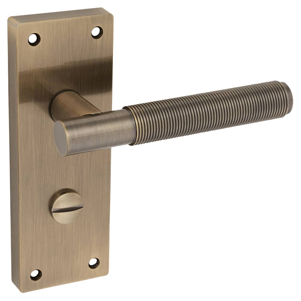 Altro Lily Reeded Bathroom Door Handle - 155 x 55mm - Antique Brass