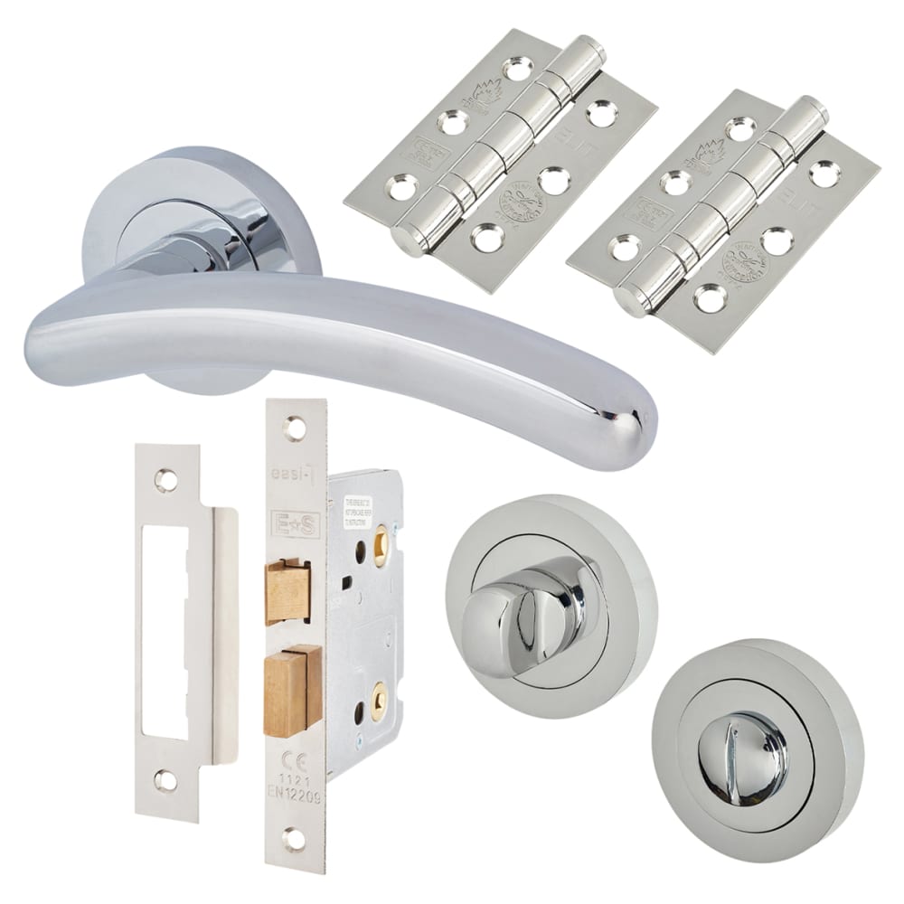 Touchpoint Carina Bathroom Lock Door Handle on Rose Kit - Polished Chrome