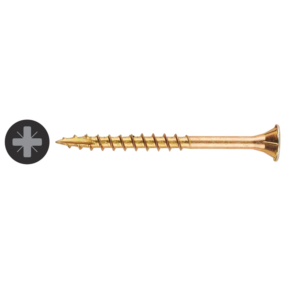 Reisser Cutter Pozi Countersunk Wood Screws Tub - 5.0 x 60mm - Yellow Zinc - Pack of 500