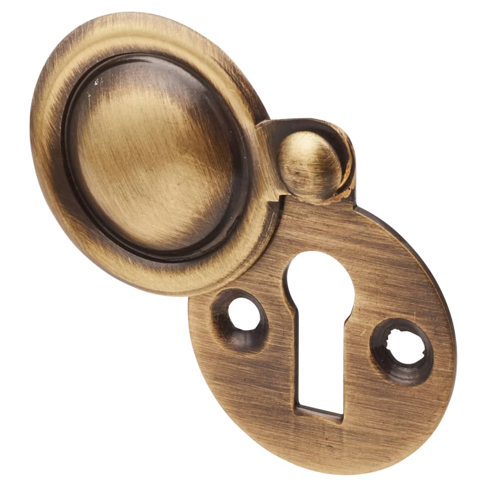 Hampstead Victorian Covered Escutcheon - 32 x 32mm - Keyhole - Antique Brass