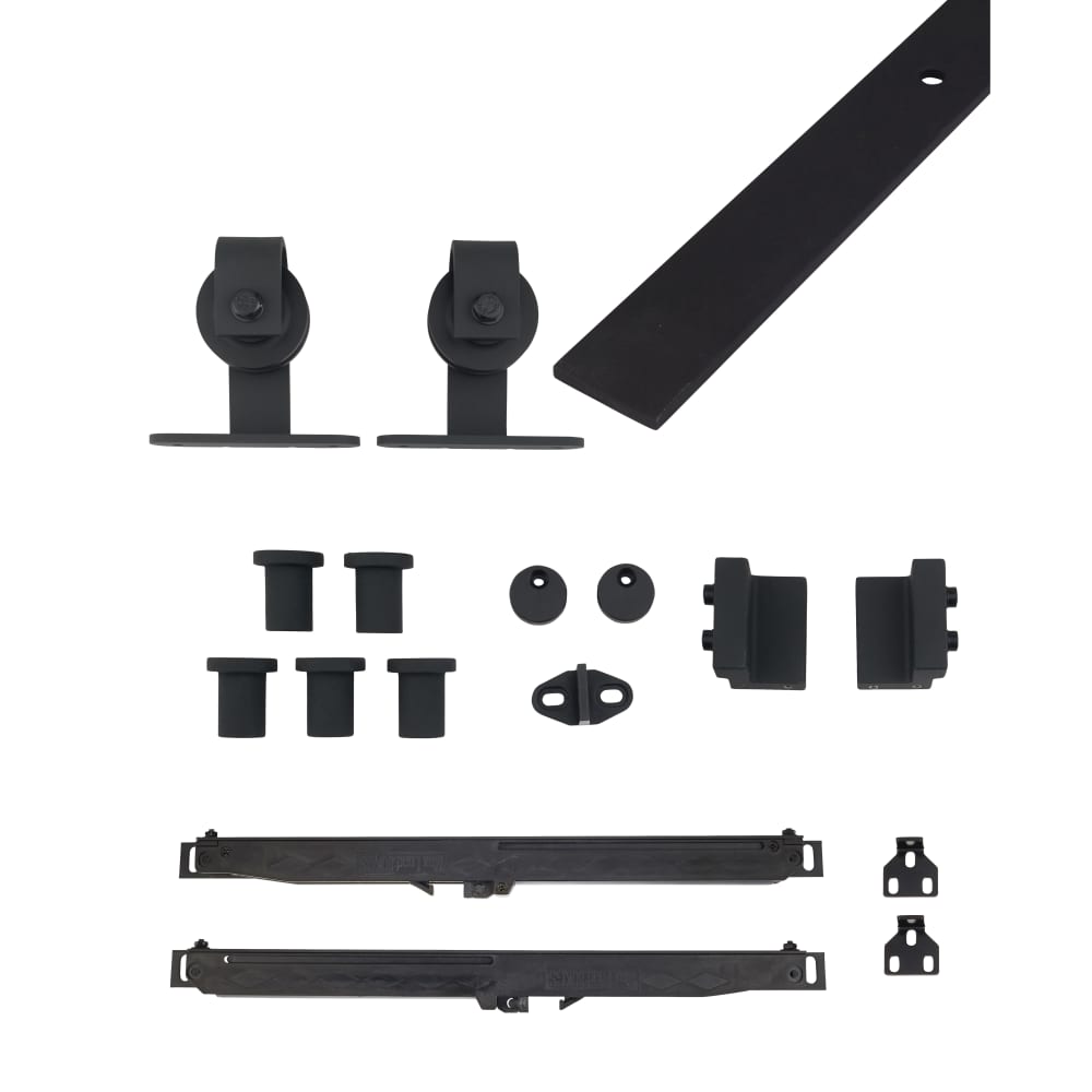 Klug Barn Strap Soft Open/Close Sliding Door Gear - Top Mounted - 40-60kg Max Door Weight - Black