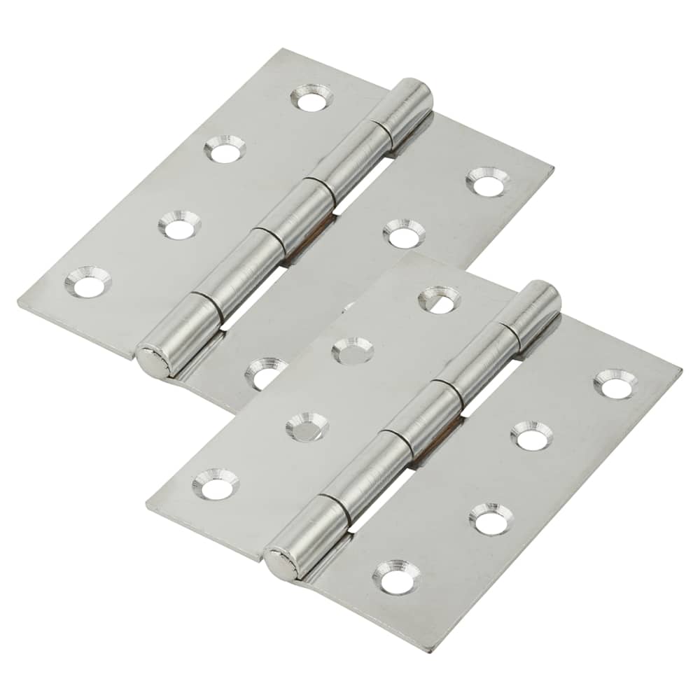 Steel Butt Door Hinge - 100 x 67mm - Chrome - Pair
