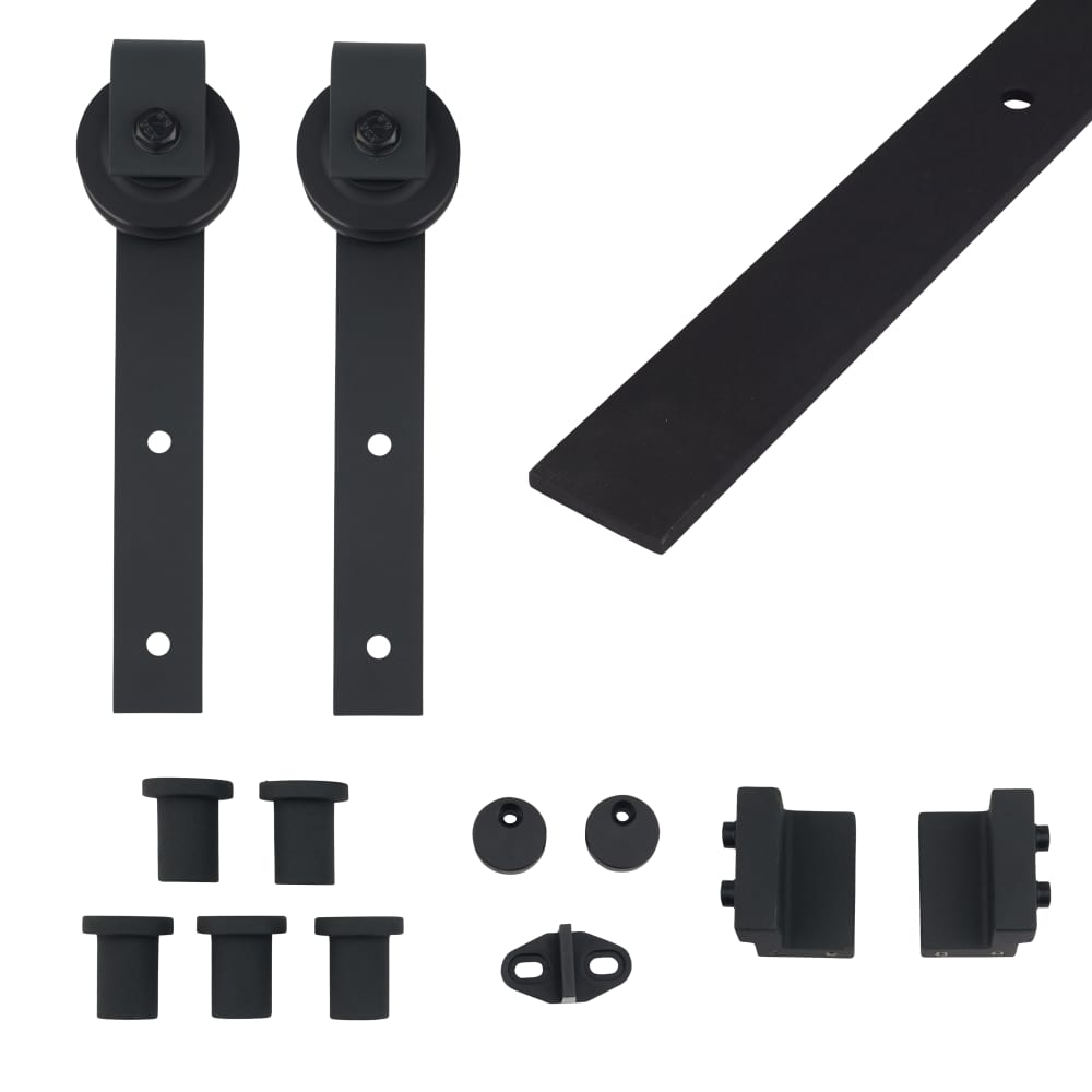Klug Barn Strap Sliding Door Gear Kit - Face Mounted - 2000mm Track - 120kg Max Door Weight - Black